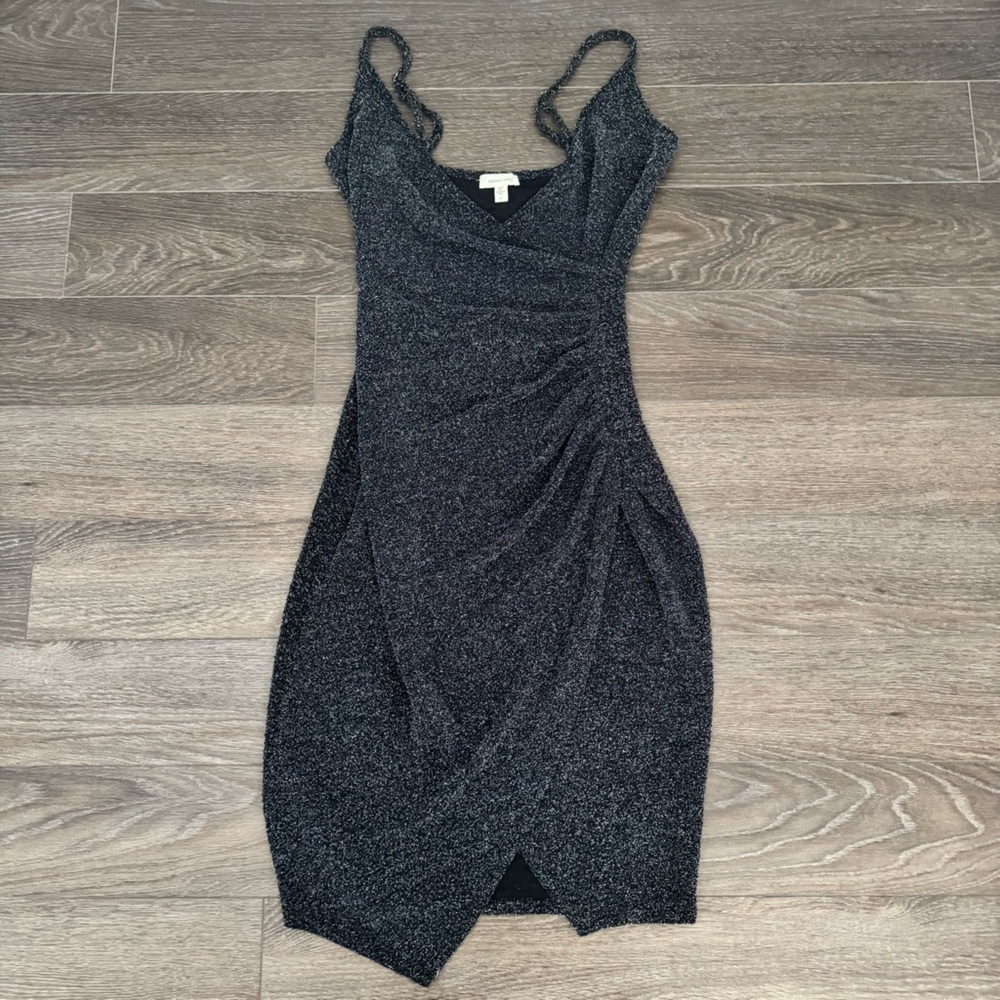 Silence + Noise Shimmer Midi Dress | Medium | Ruched Bodycon Party Dress - Picture 6 of 11